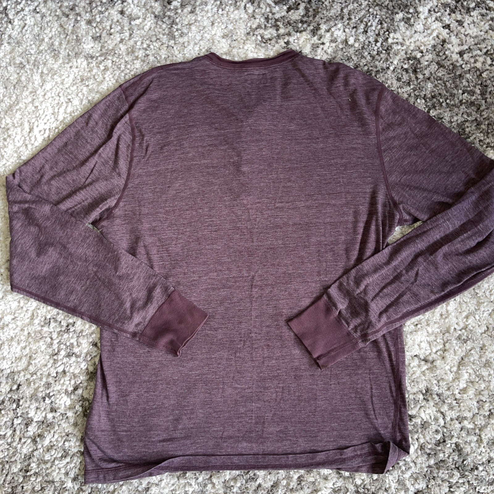 Civilianaire Knitwear Henley Purple Crew Neck T Shirt Mens MED Long Sleeve USA