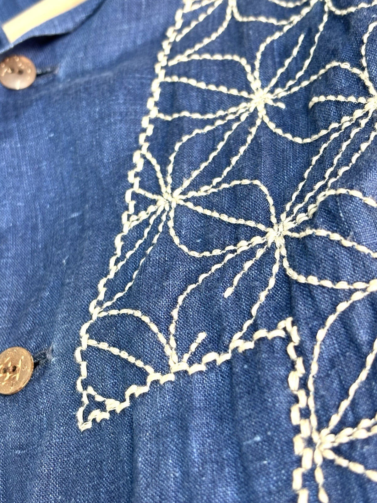 KAPITAL KOUNTRY Size 4 Thunder Sashiko Aloha Shirts French Cloth Linen Indigo