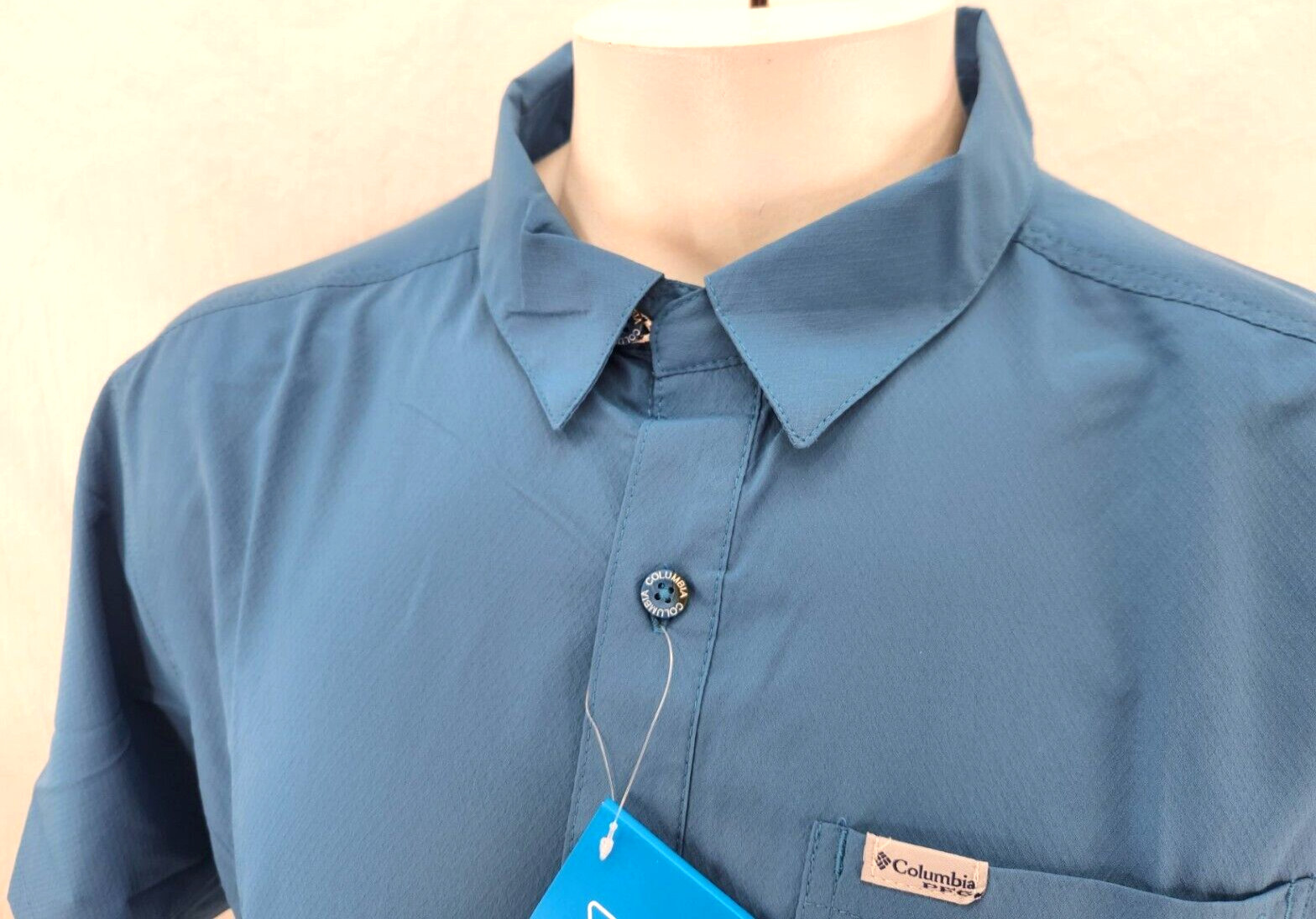 NEW Columbia PFG Slack Tide Camp Blue Button Down Collared SS Shirt Men’s XXL