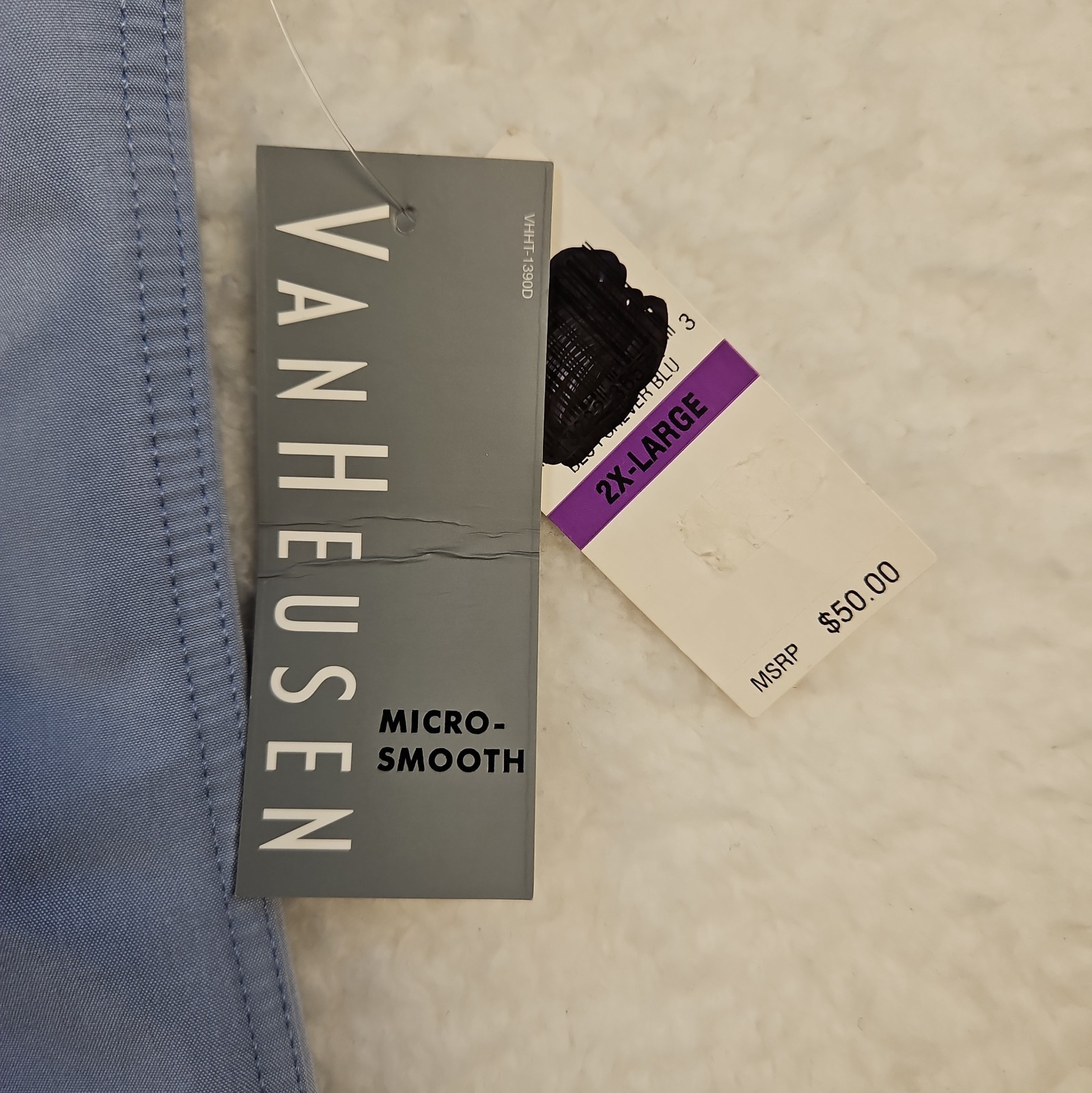 NWT Men’s VAN HEUSEN MICRO-SMOOTH HAWAIIAN STYLE SHIRT Size XXL 18-18 1/2 Blue