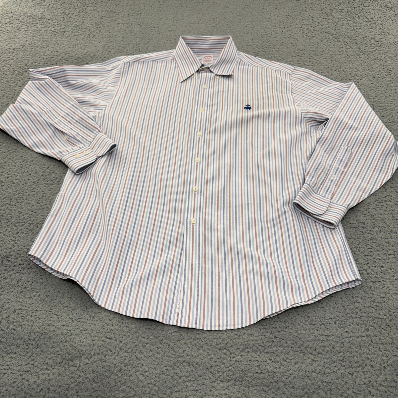 Brooks Brothers Shirt Mens Large Traditional Fit Non-Iron Supima Cotton Striped