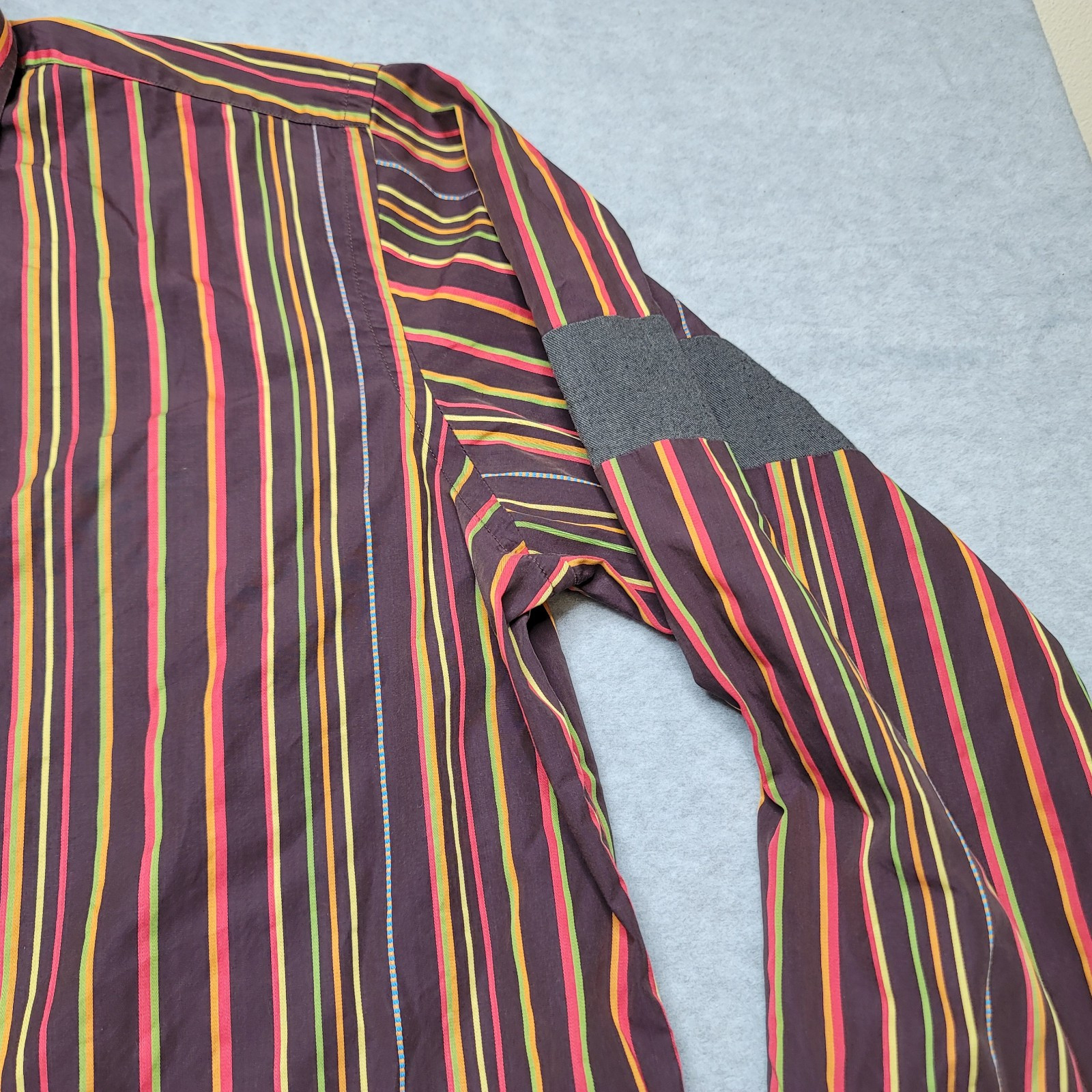 Etro Milano Shirt Men’s Multicolor Striped Long Sleeve Size 44 Made in Italy