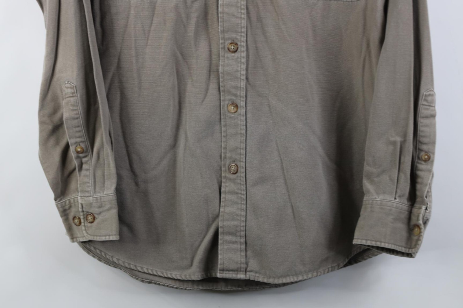 Vintage 90s Streetwear Mens Small Faded Heavy Canvas Collared Button Shirt Gray