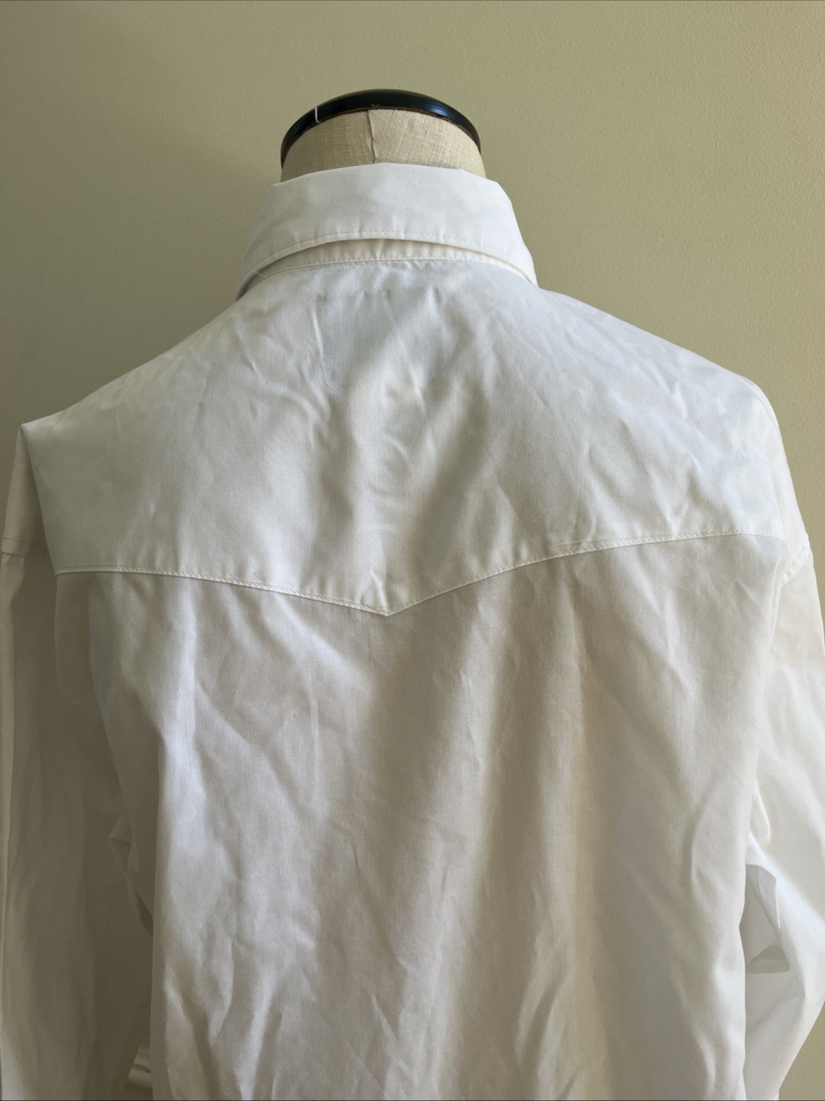 Men’s White Wrangler Long Sleeve Solid Broadcloth Western Snap Shirt Size M