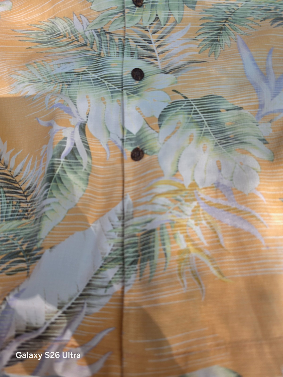 Tommy Bahama Vintage Silk Shirt L Peach Green Grey