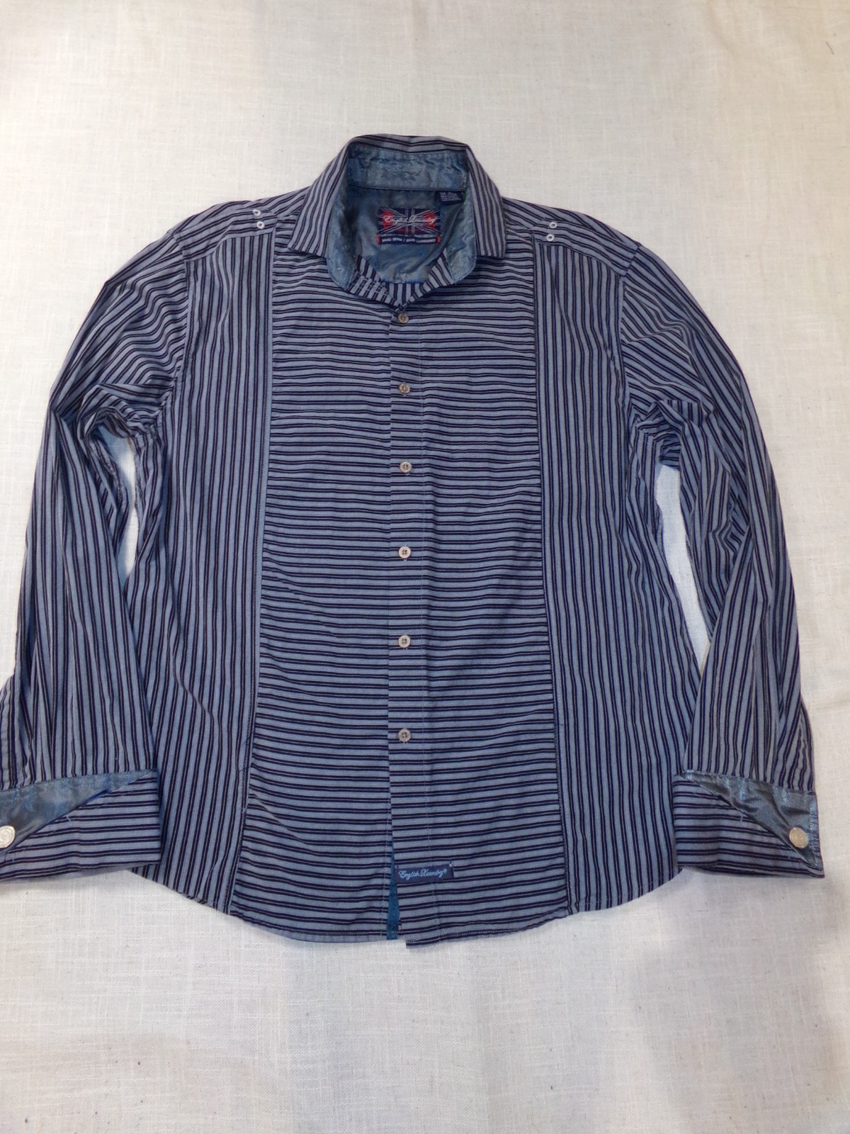 English Laundry Dress Shirt Graphic Snap Cuff Striped Mens Size XL