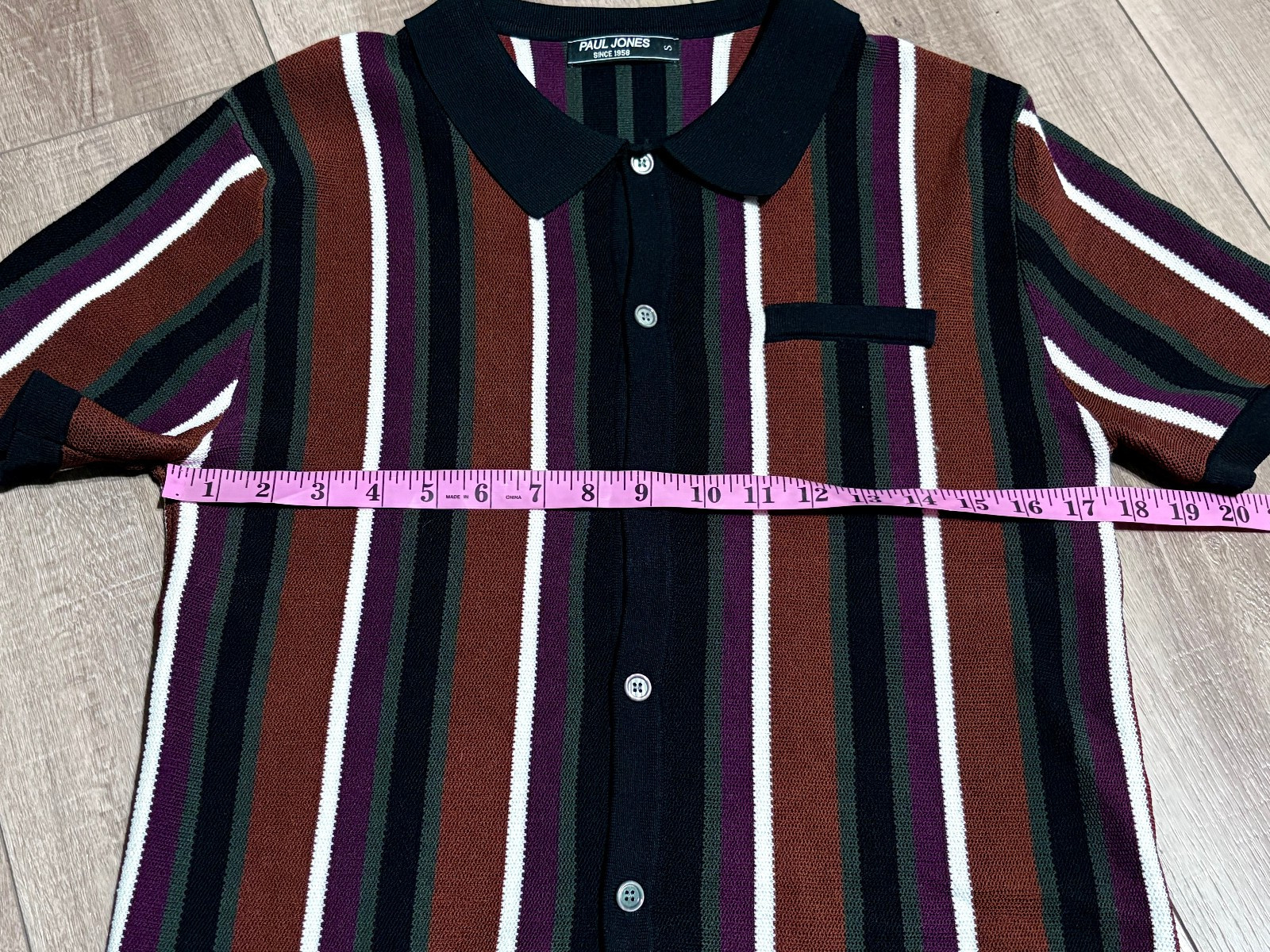 PAUL JONES Vintage Stripe Lapel Collar Shirt Men’s Small
