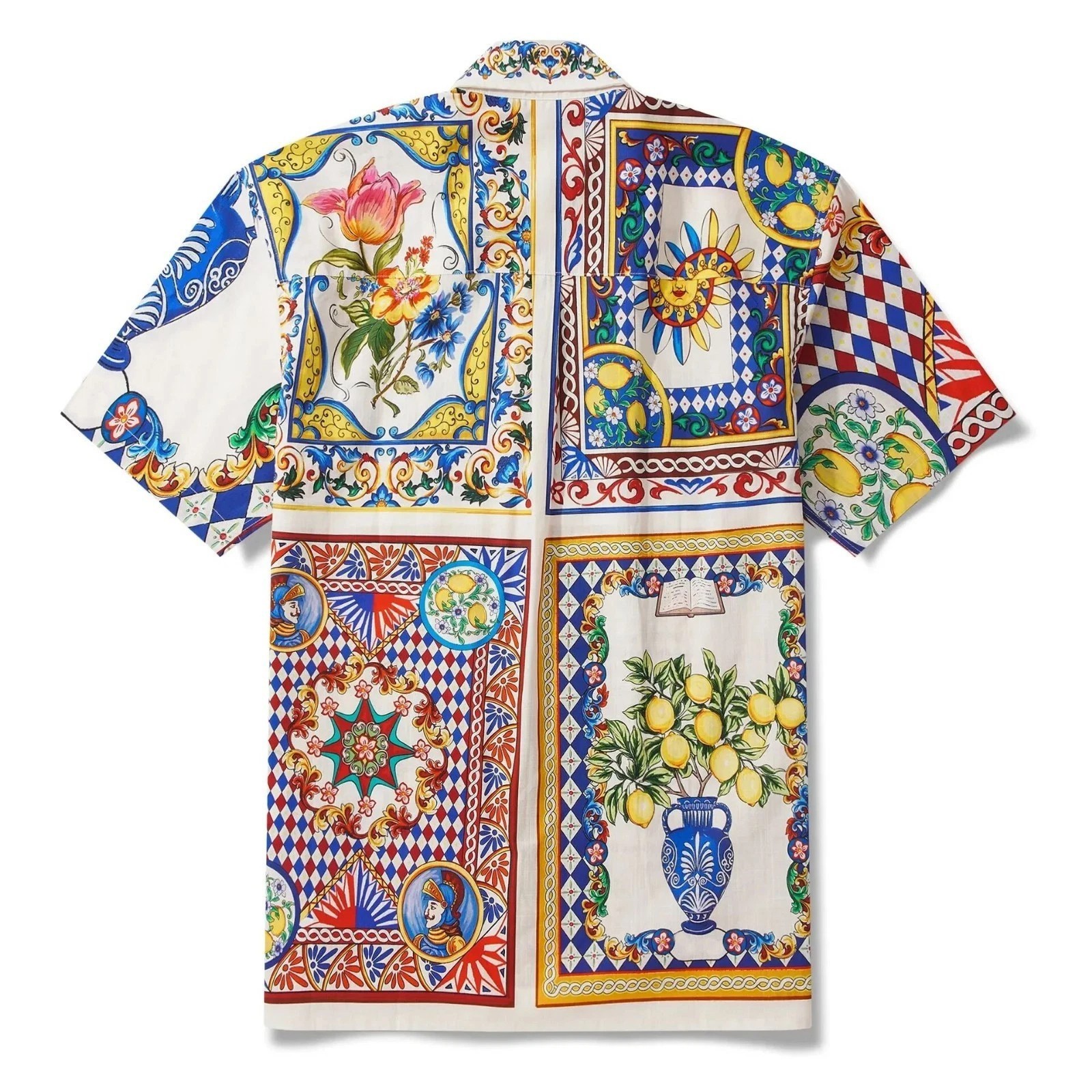 Sicily Lemon Hawaiian Shirt Men Italian Majolica Printed Summer Vacation Aloha
