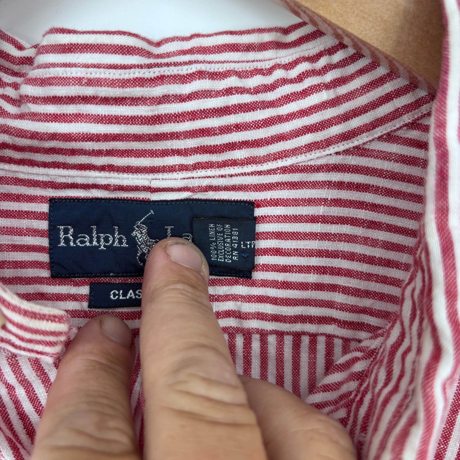Polo Ralph Lauren 100% Linen Button Down Shirt Mens XXL Red White Striped