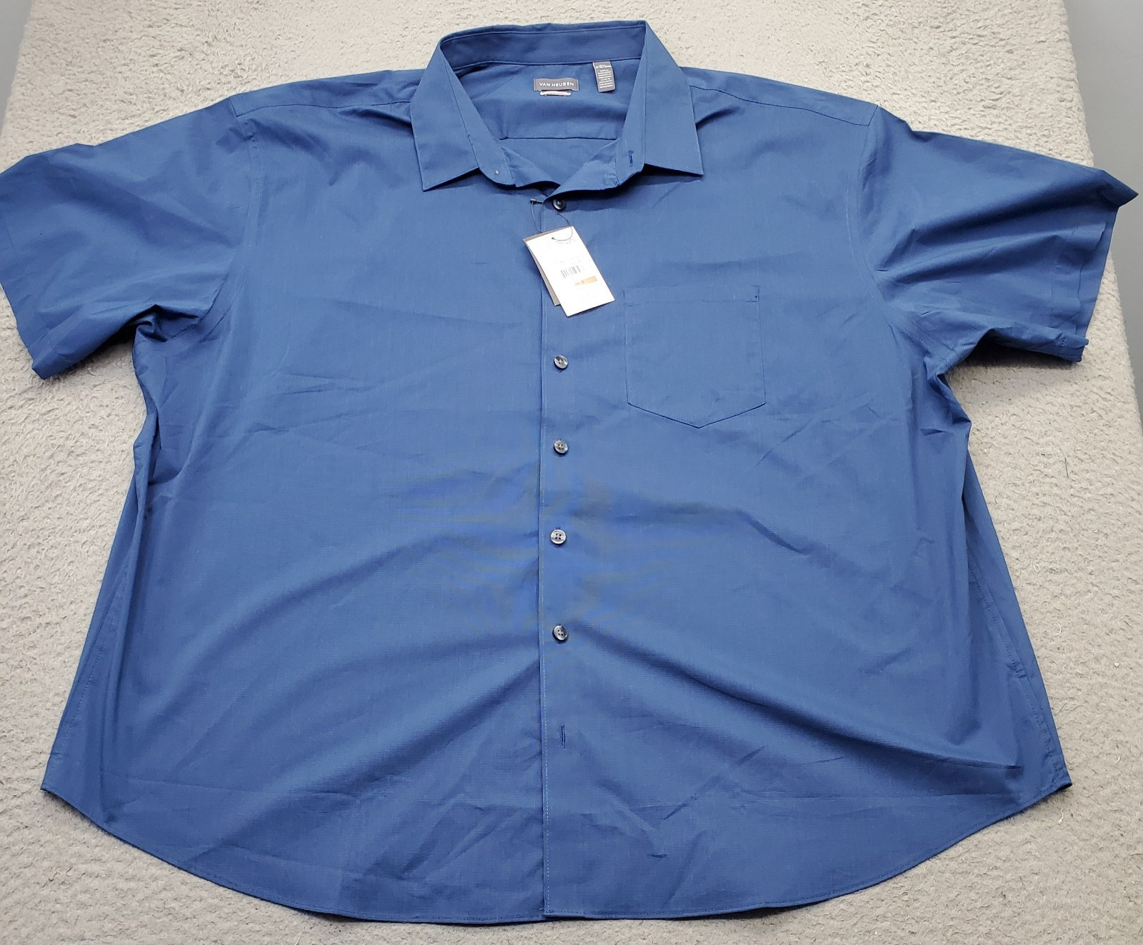 Van Heusen Shirt Mens 3XL Blue Regular Fit Stain Shield Wrinkle Free Button Up