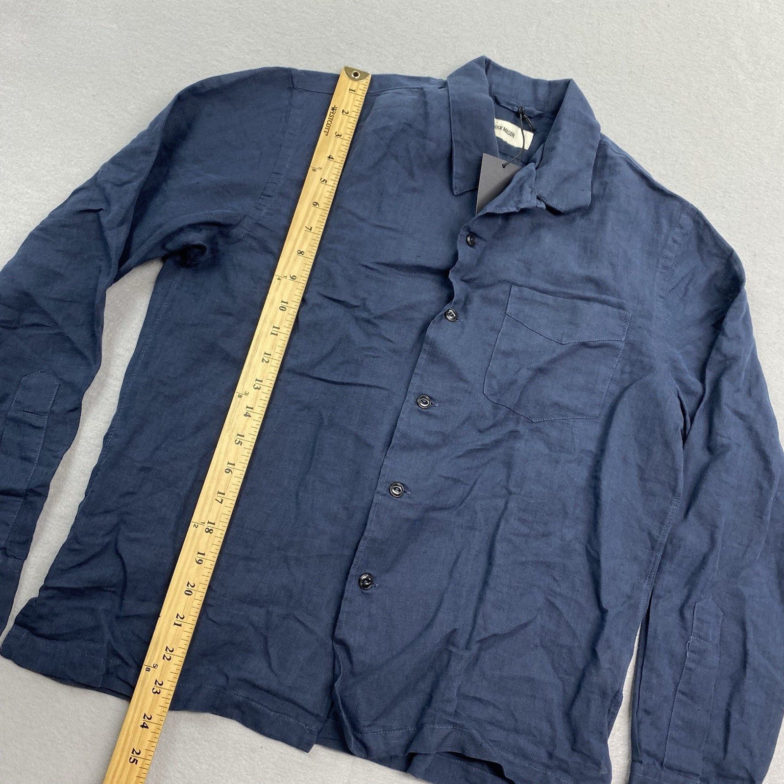 Buck Mason Shirt Mens Extra Small Ocean Breeze Cotton Linen Camp Shirt Button Up