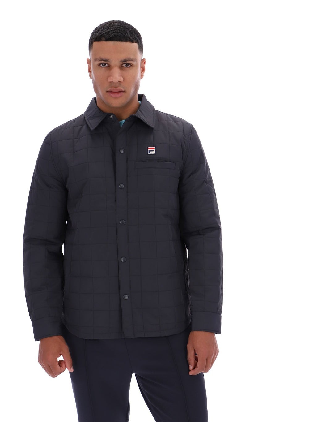 Fila Vintage Mens Casual Padded Quilted Overshirt Terrace Casual Jacket Malcolm