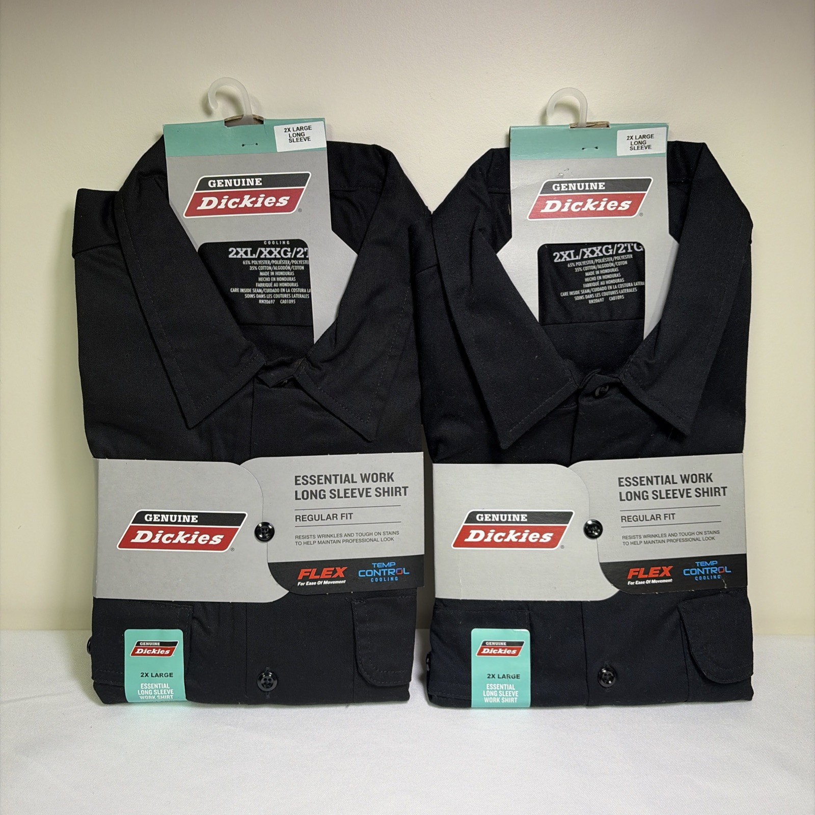 Two 2XL New Dickies Mens Essential Work Long Sleeve Shirt – Black In Color – New