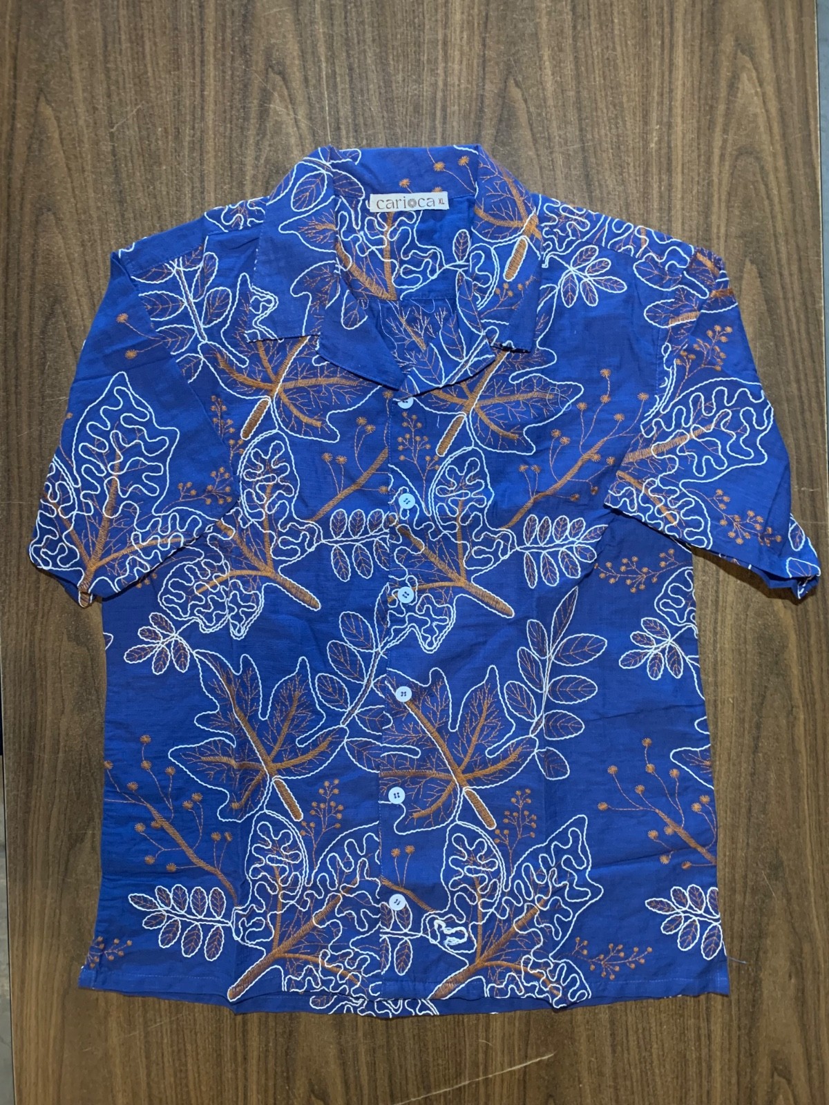Carioca Mens Blue Stitched Button Up Shirt. Sz XL. New without Tags.