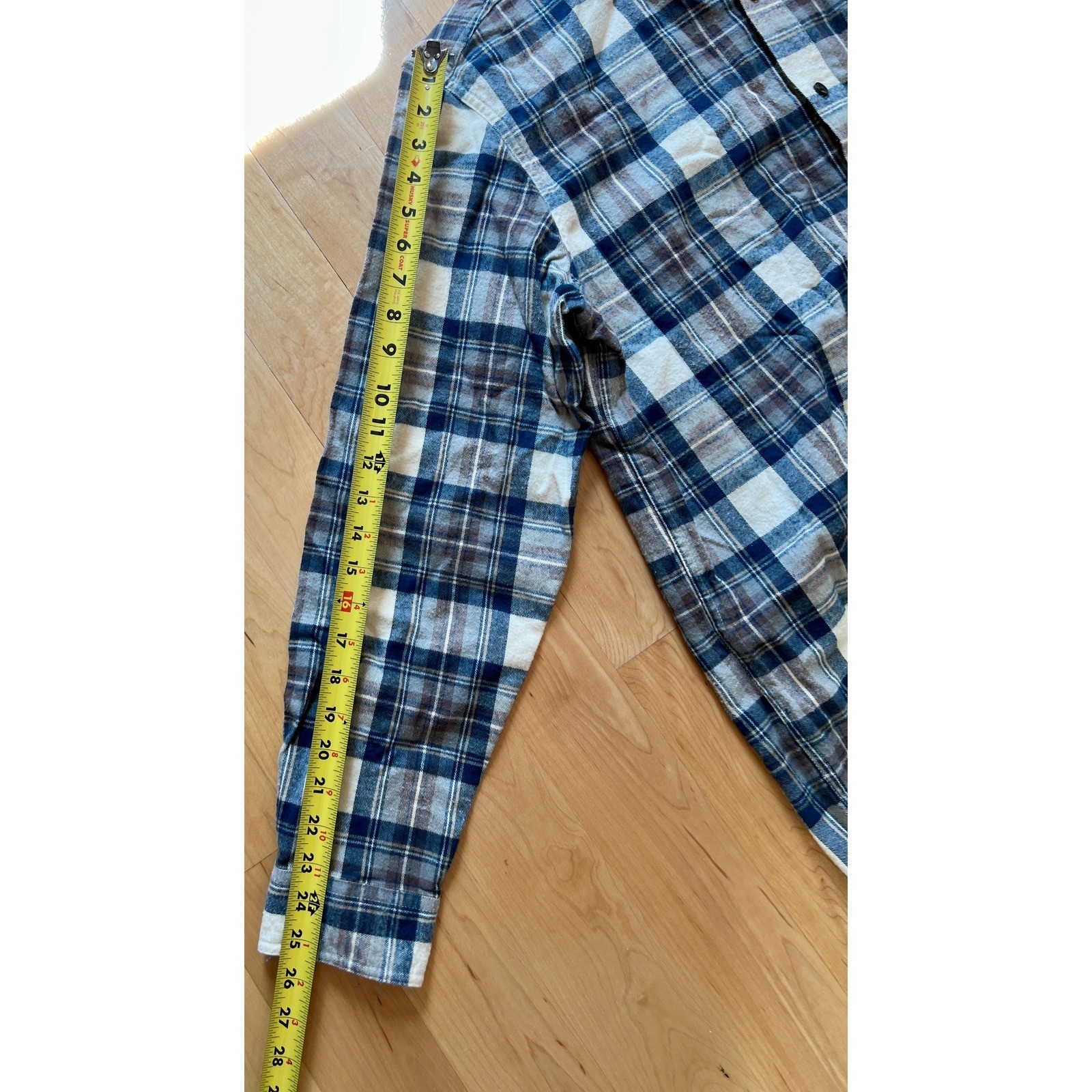 L.L. Bean Flannel Shirt Mens L Indigo Tartan Trad. Fit Cotton Button Down NWOT