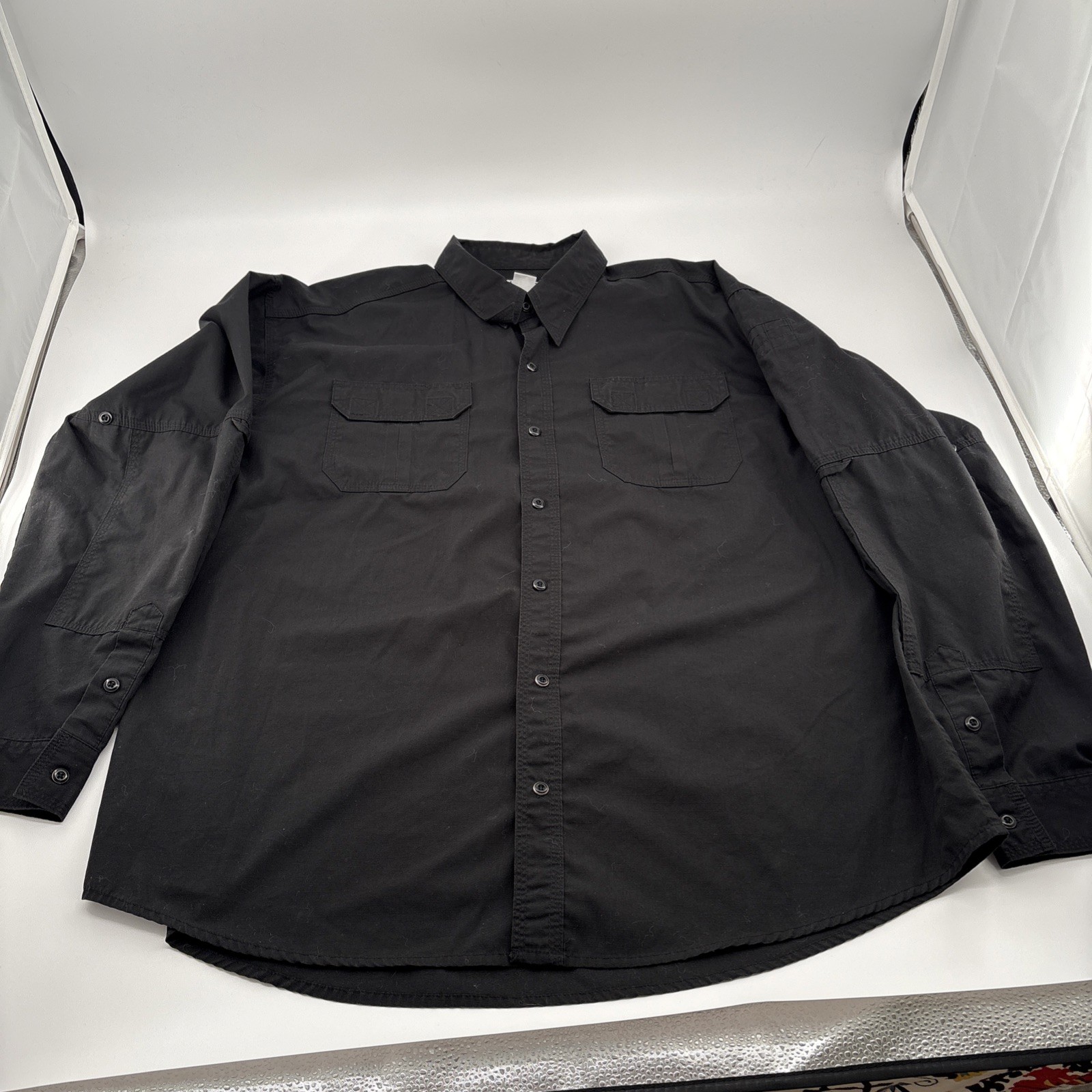 LAPG LA Police Gear Mens Black Tactical Vented Button Down Shirt Cotton XL