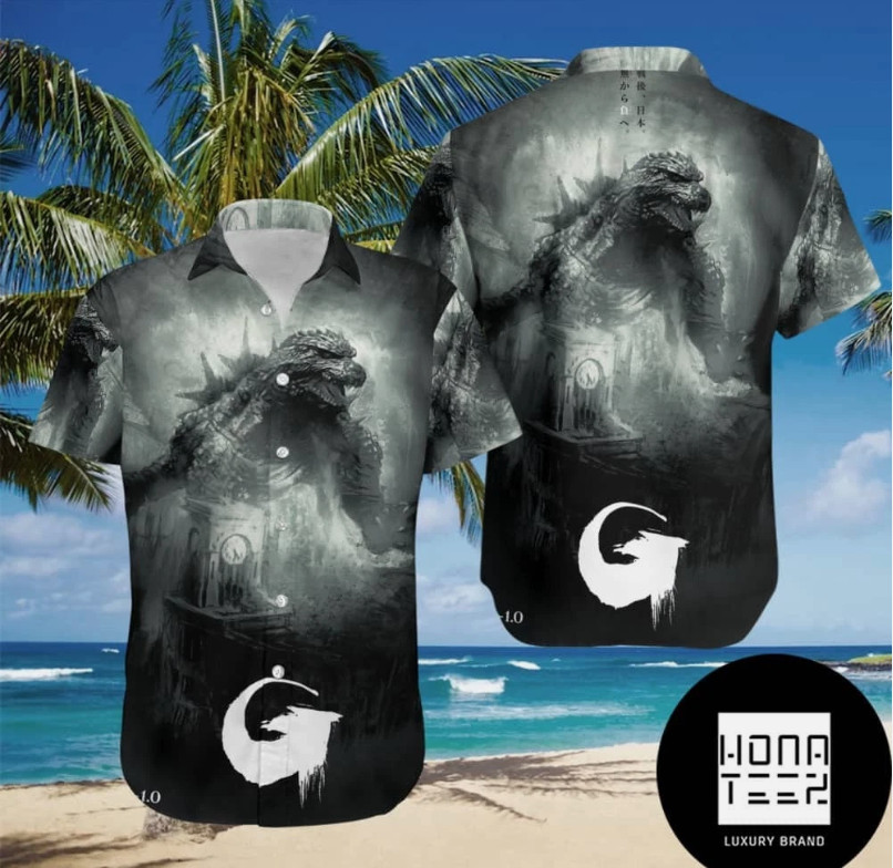 Godzilla Minus One An New Poster Black And White Fan Gifts Hawaiian Shirt