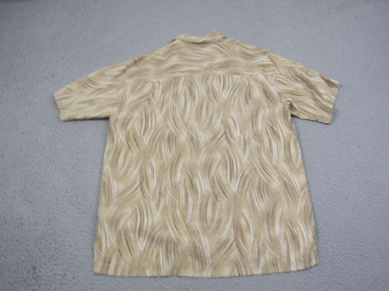 Vintage Geoffrey Beene Shirt Mens Medium Brown Loop Collar 100% Silk Camp Hawaii