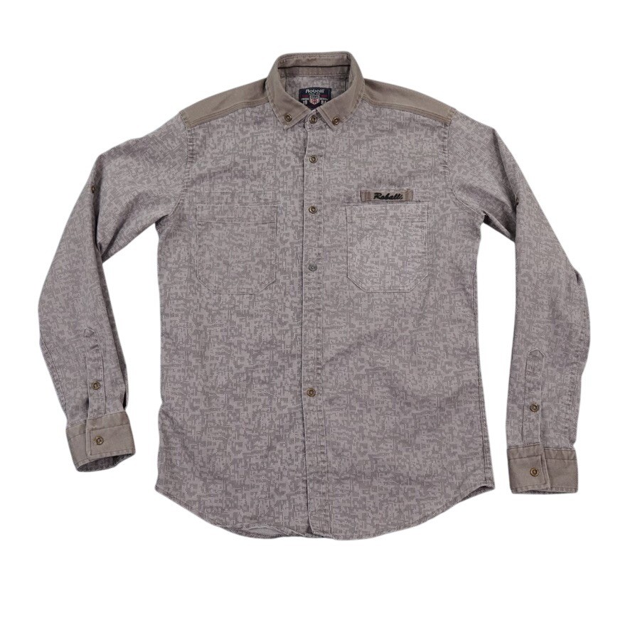 Roballi Digi Camo Shirt Mens S Taupe Geometric Logo Military Style Turkey