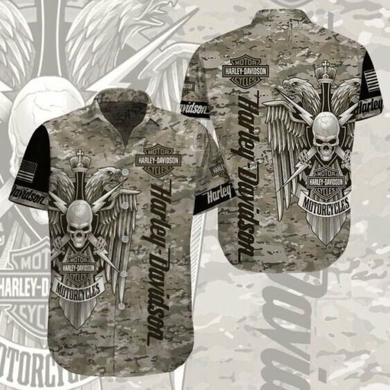 Personalize Harley Racing Davidson Hawaiian Shirt Button Down Unisex Adults