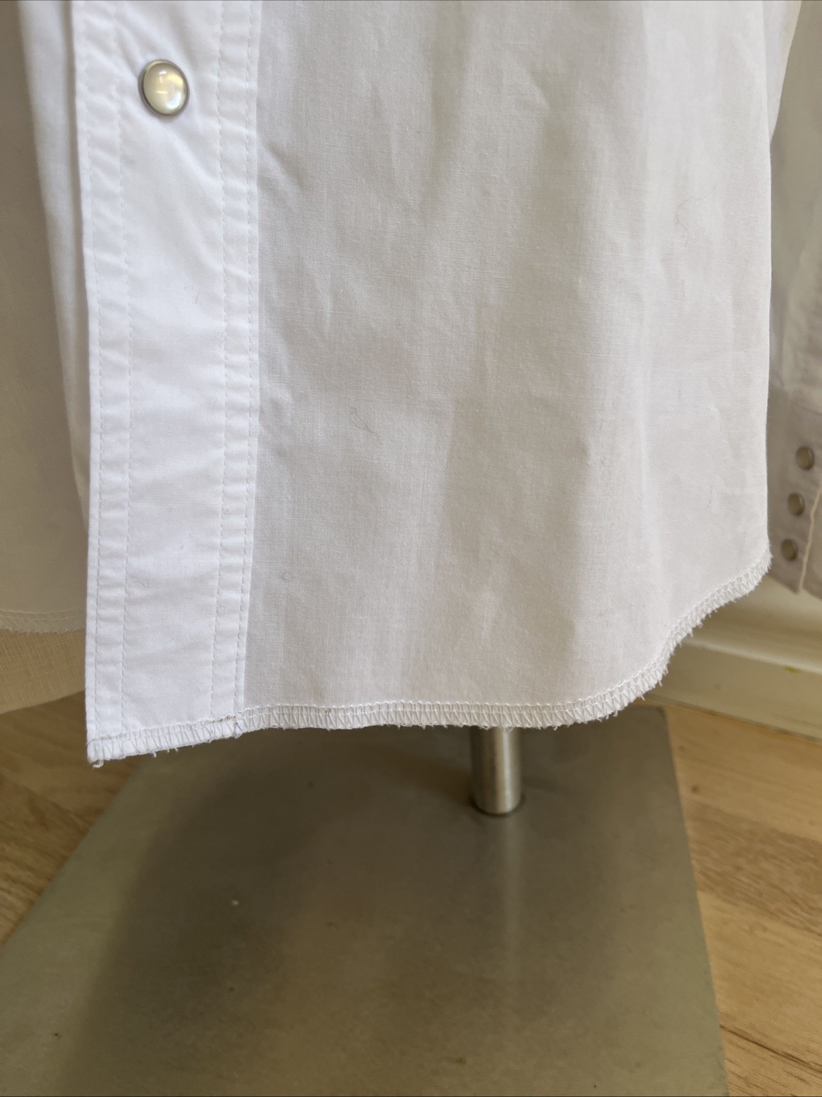 Men’s White Wrangler Long Sleeve Solid Broadcloth Western Snap Shirt Size M