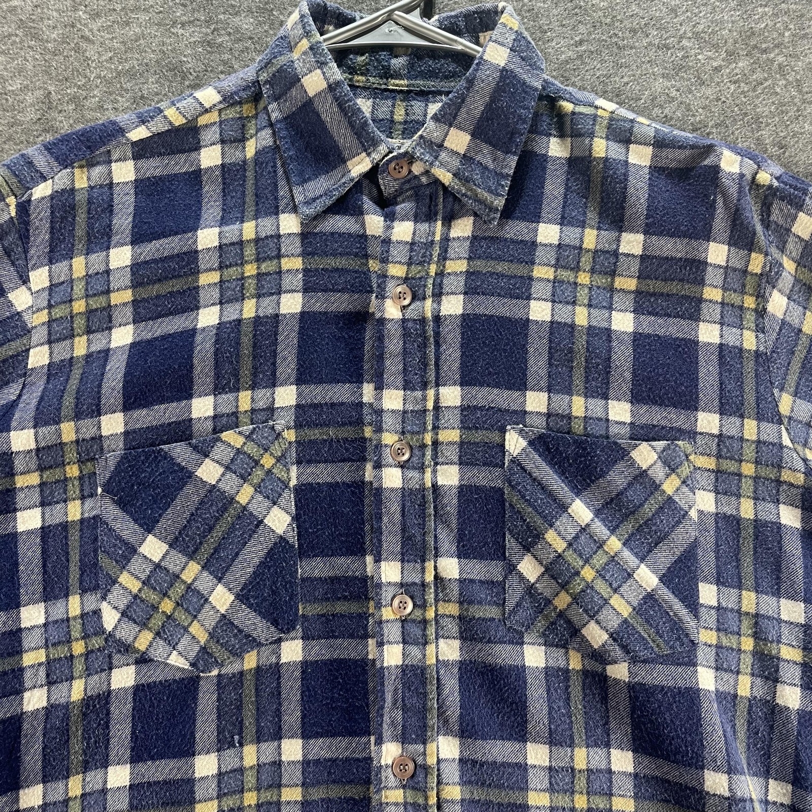 Royal Choice Shirt Mens Medium Blue Plaid Flannel Button Down Long Sleeve Casual