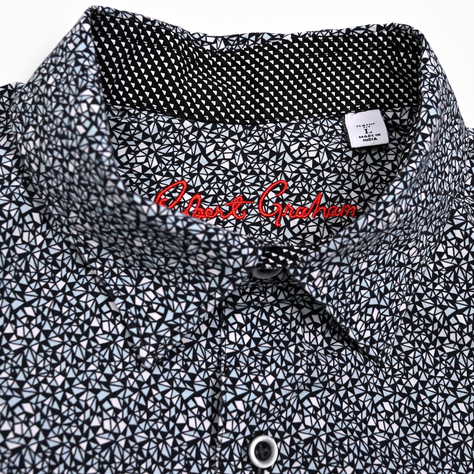 Robert Graham Shirt Mens Large Multicolor Abstract Geometric Button Up Stretch