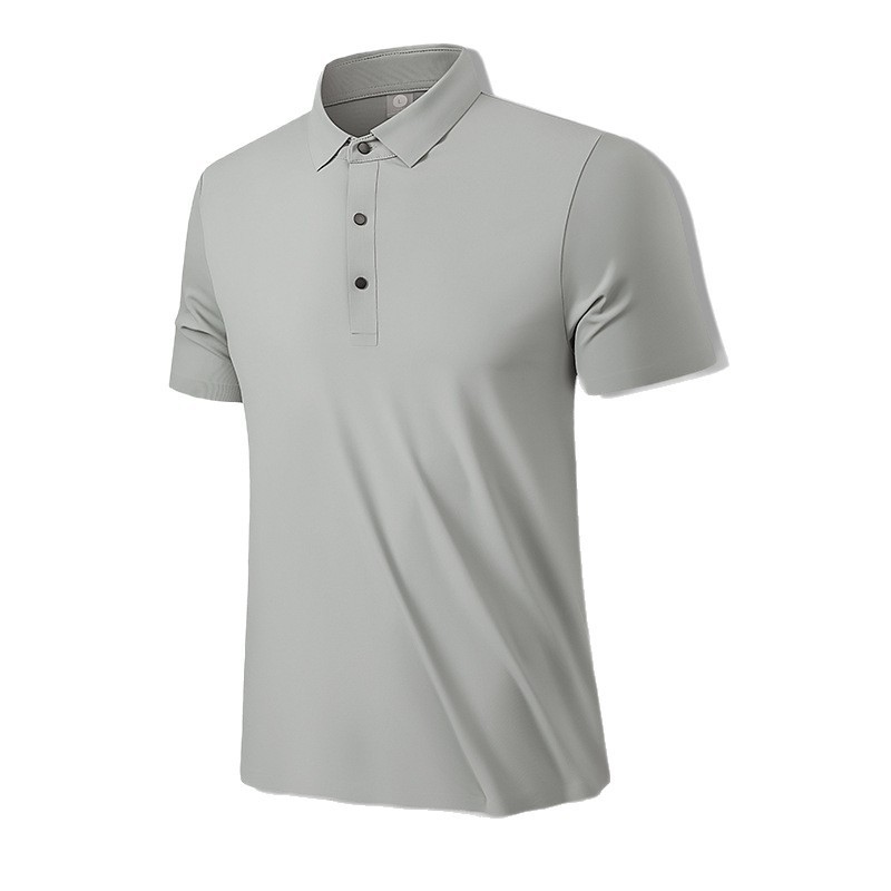 Polo shirt seamless ice-feel turnover collar loose printed fitness short sleeve