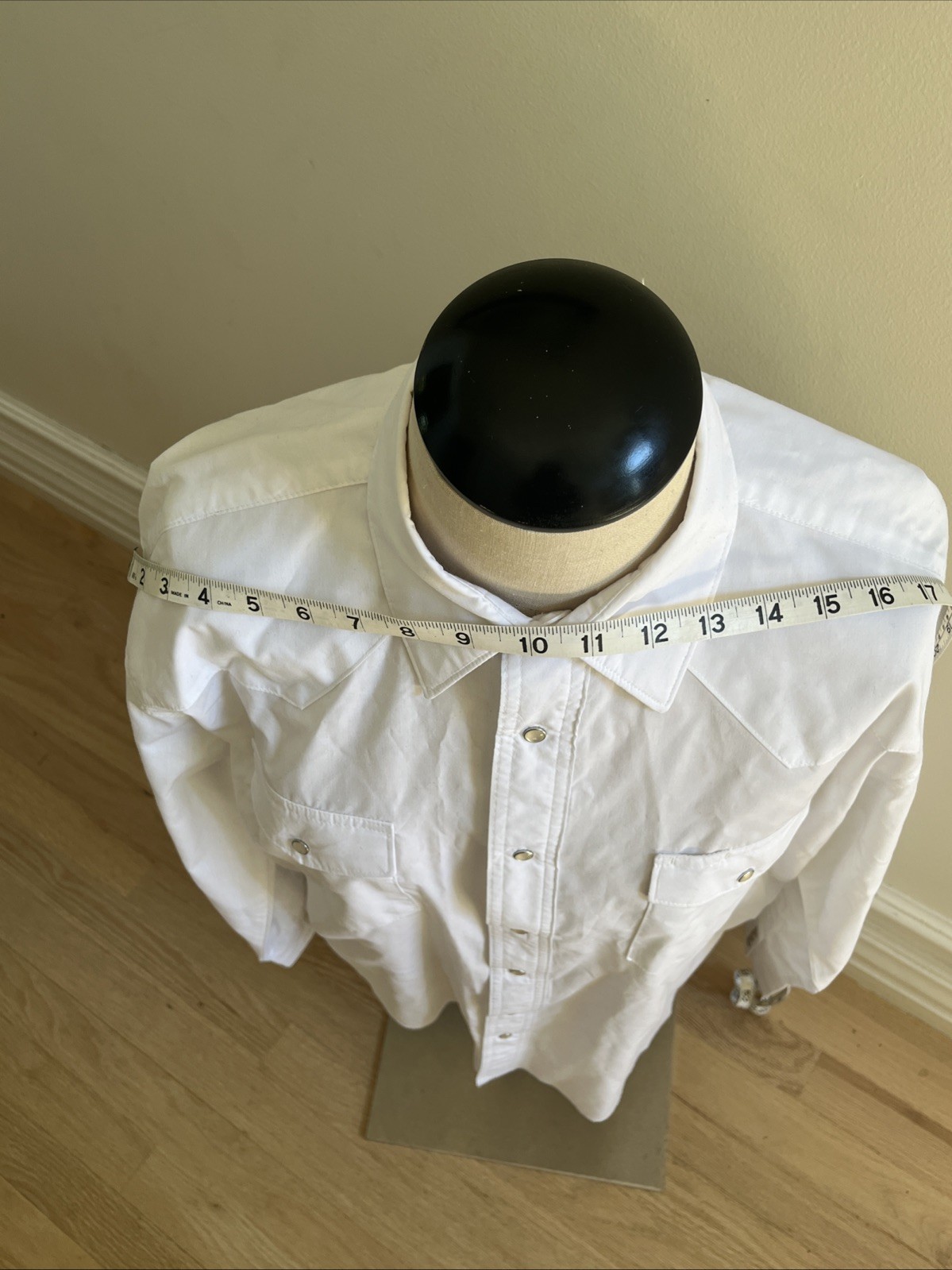 Men’s White Wrangler Long Sleeve Solid Broadcloth Western Snap Shirt Size M