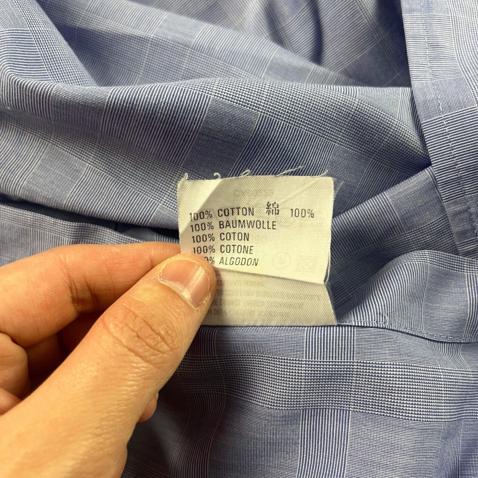 Aquascutum Of London Shirt Blue Check Shirt Men’s 42cm / 16 1/2″ Two Fold Cotton