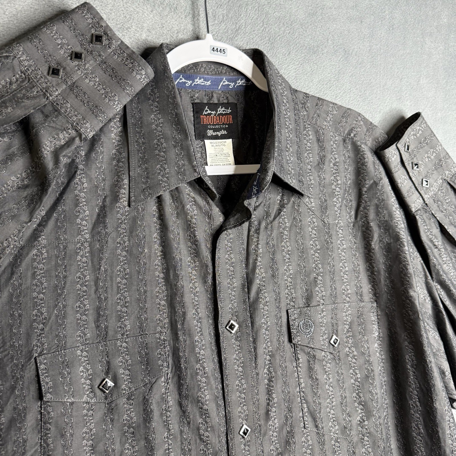 George Straight Troubadour Collection By Wrangler Black Diamond Snap Button XL