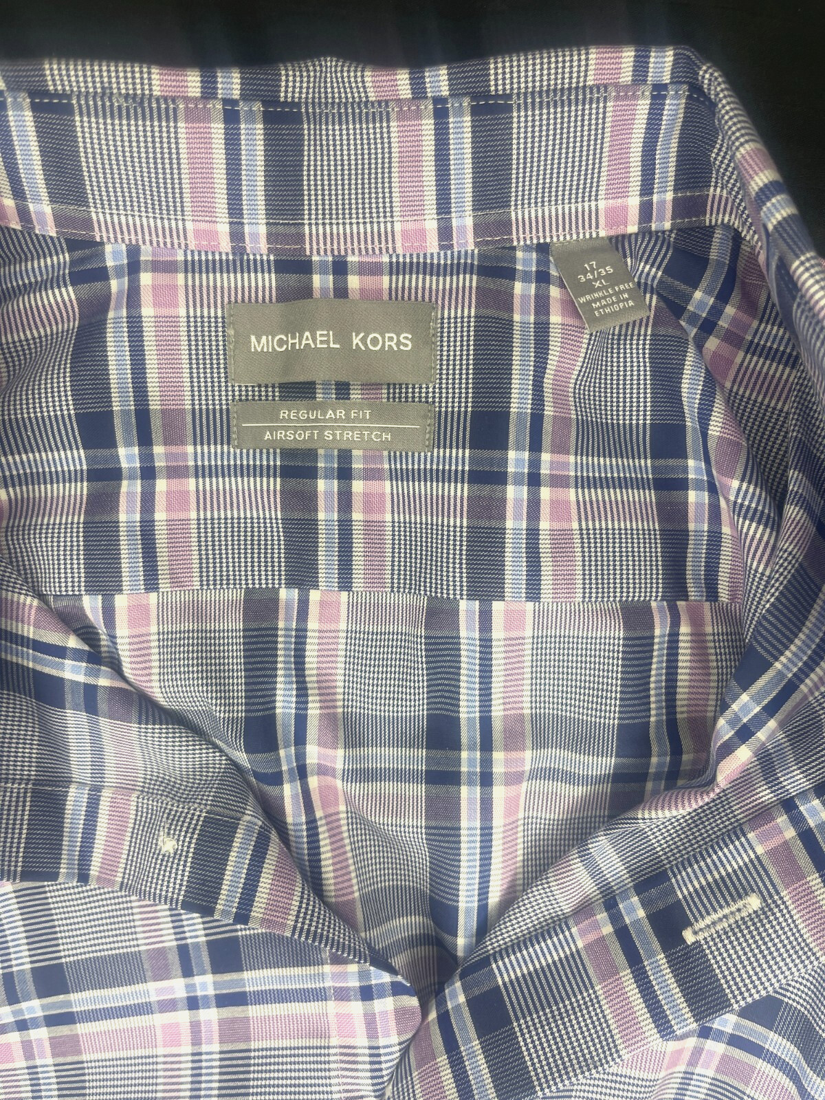 Michael Kors Regular Fit Airsoft Stretch XL Men’s Plad Shirt 17 34/35