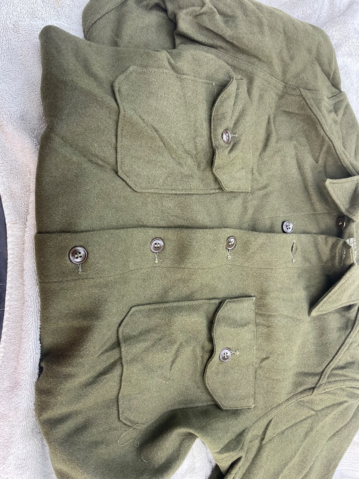 NOS Mint 1950s Korean War U.S. Army OG-108 Olive Green Wool Field Shirt Mens (L)