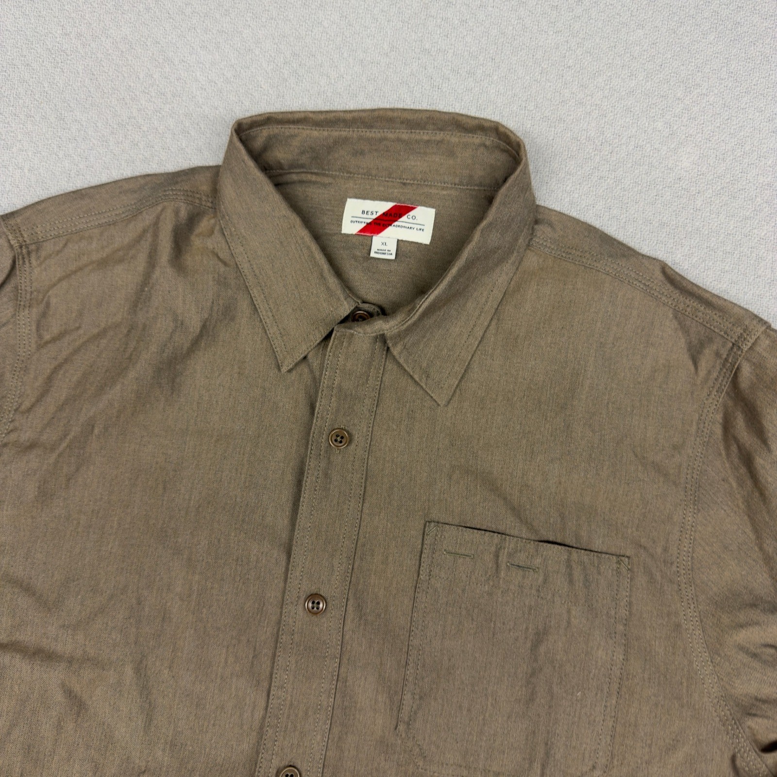 Best Made Co Shirt Mens XL Brown Wool Cotton Blend Button Down Western Casual