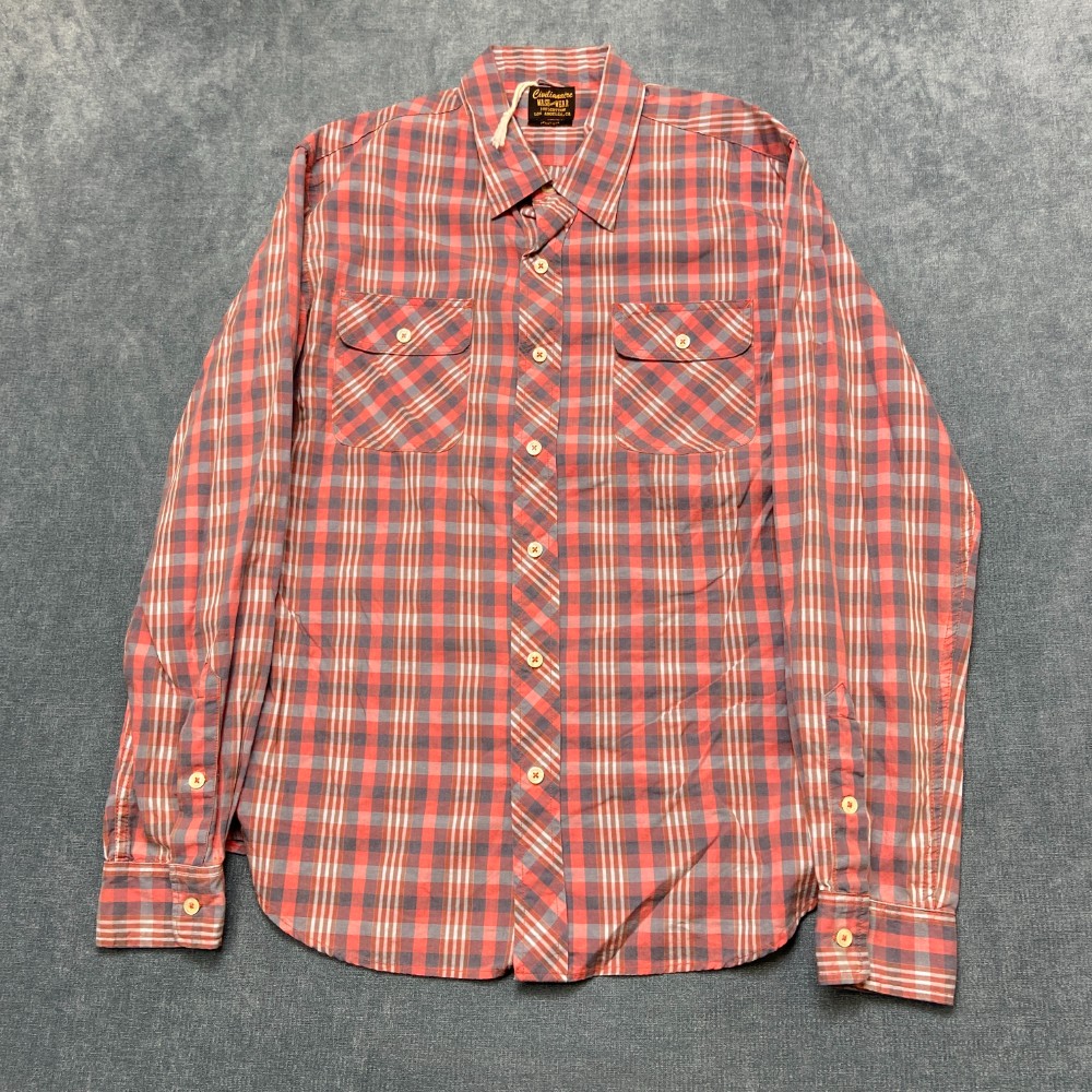 Civilianaire Shirts Men Medium Red Plaid Dual Chest Pocket Long Sleeve Button Up