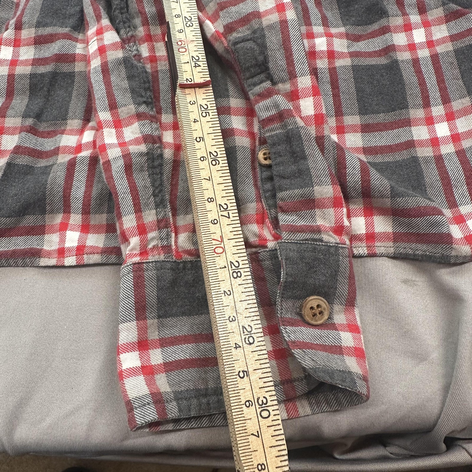 Levis Made & Crafted Shirt Mens Medium Gray Red Plaid Flannel Portugal Workwear