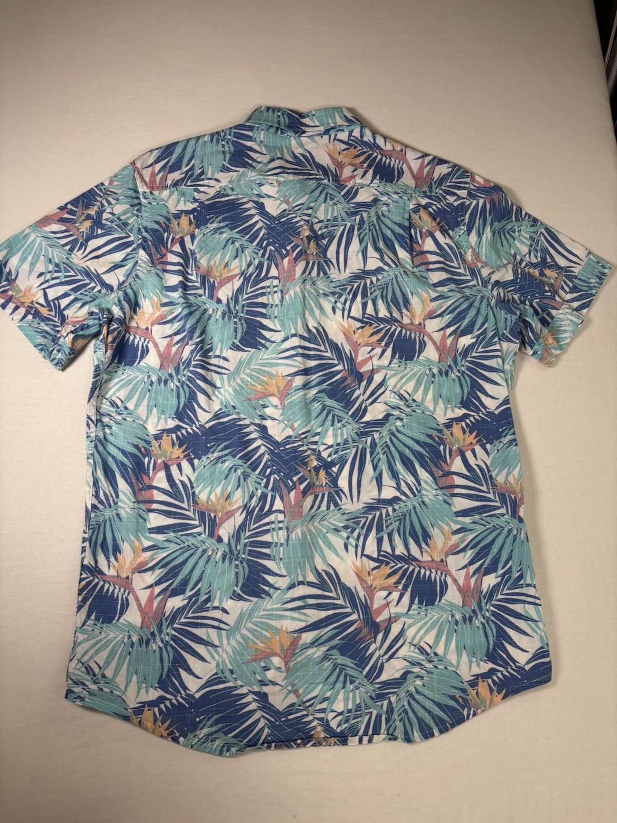 IZOD Saltwater Tropical Floral Bird of Paradise Casual Button Shirt Men M