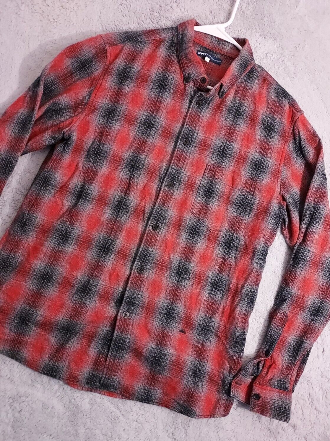 Levis Made Crafted Shirt Mens Large Flannel Heavyweight Bufflalo Plaid Outdoor L