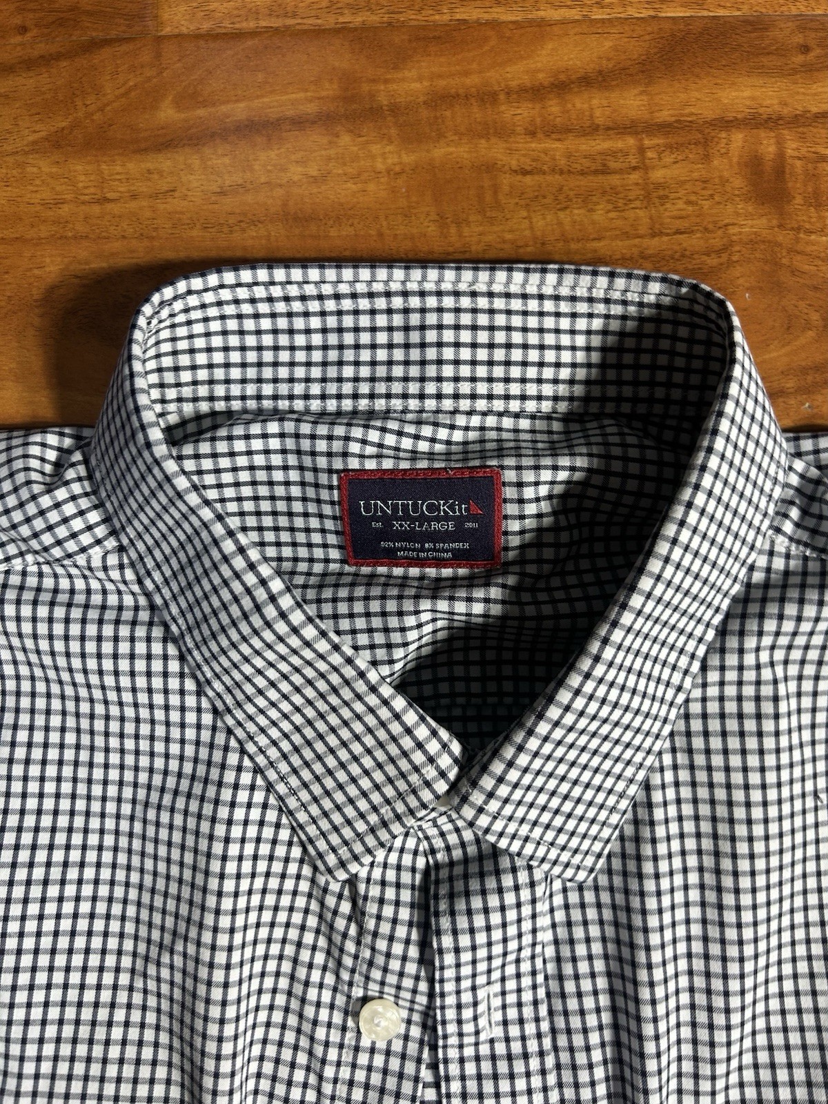 UNTUCKit Shirt Mens 2XL Black White Check Button Down Relaxed Fit Wagner 35609
