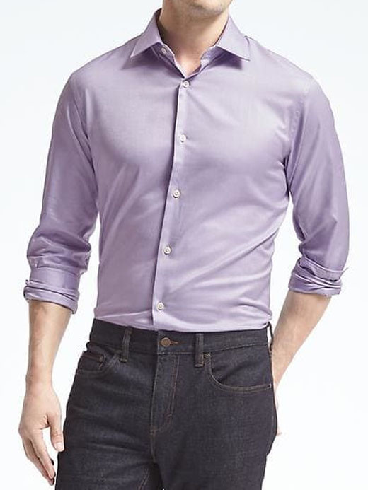 NWT Banana Republic $79.50 Men Classic-Fit Supima Cotton Textured Shirt Size MT