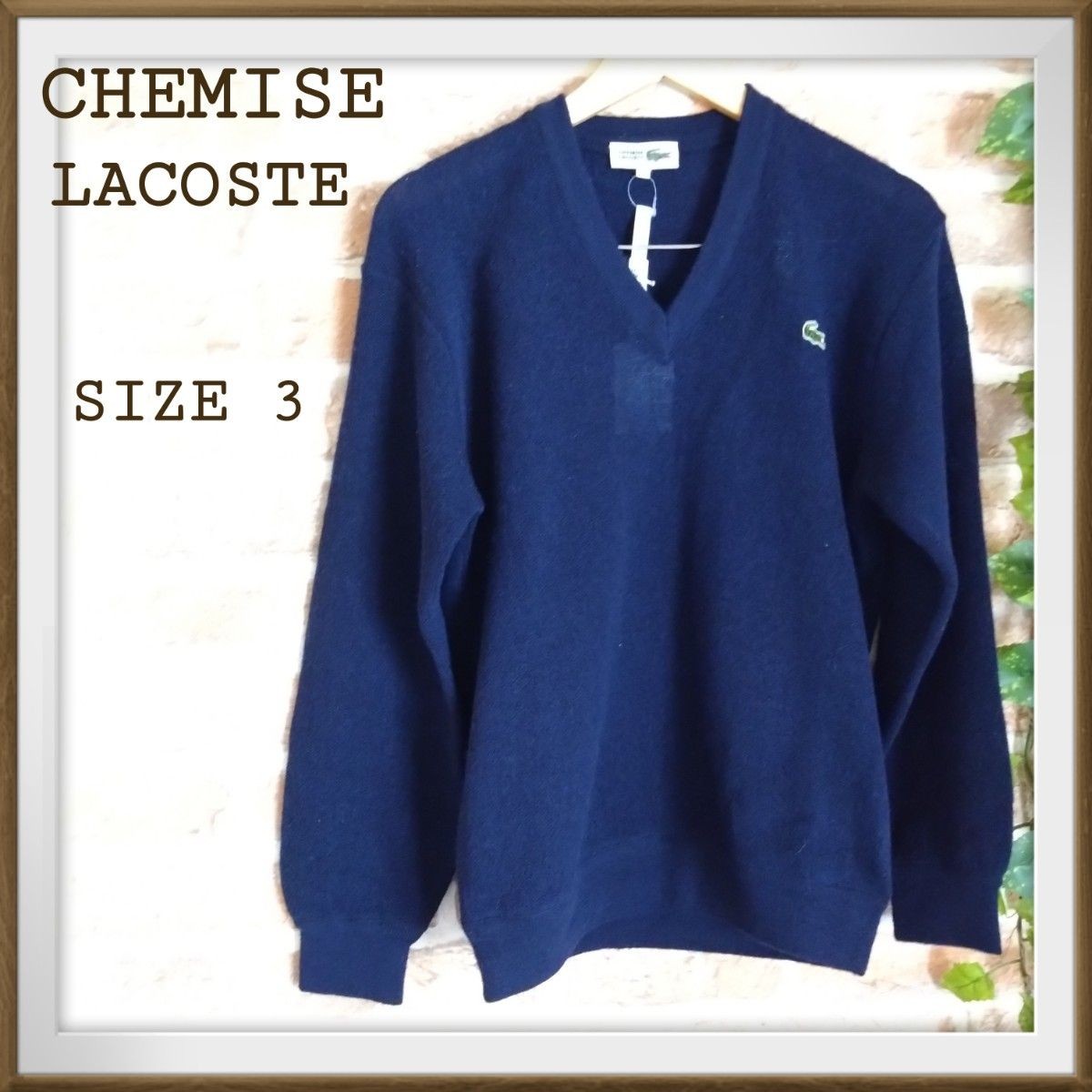 CHEMISE LACOSTE V Neck Sweater 100 Wool Size 3