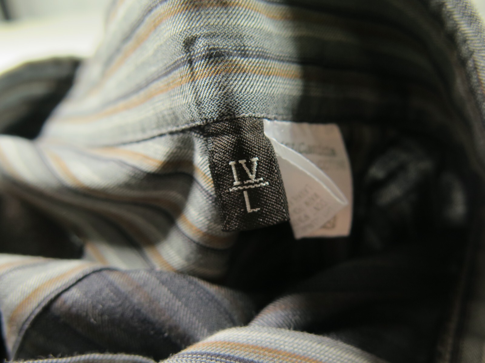 Ermenegildo Zegna City Men Pure Cotton Gray Brown Striped Casual Shirt Large EUC