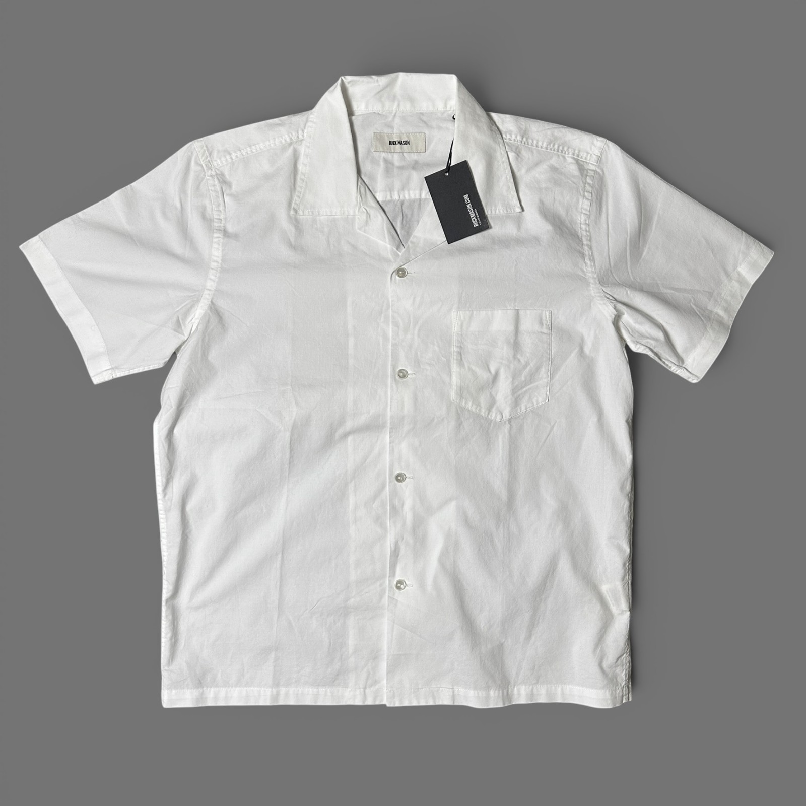 Buck Mason Wornwell Camp Shirt Mens Size M White Short Sleeve Cotton Resort NWT