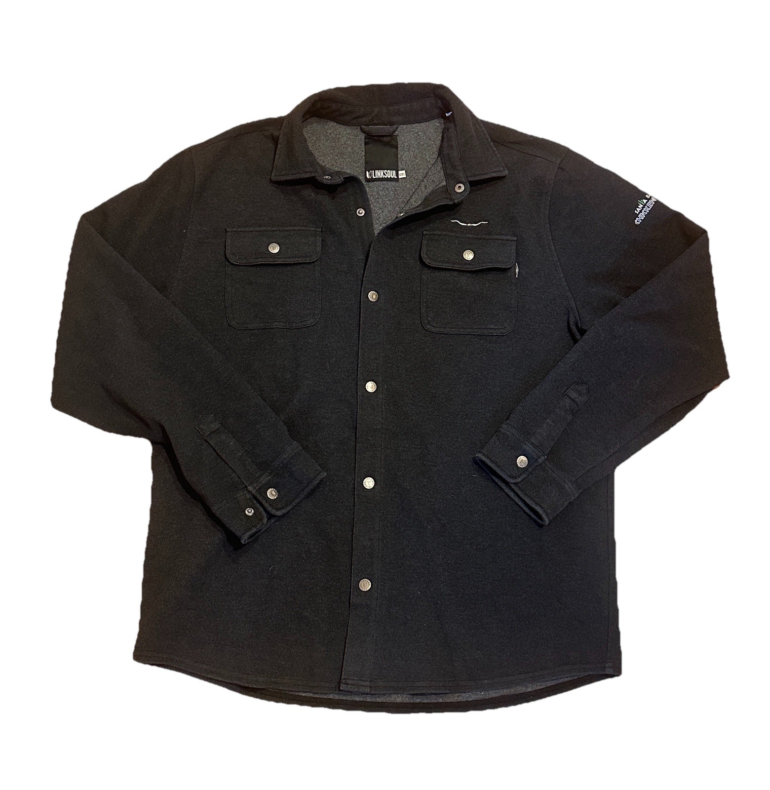 Linksoul Wyeth Shirt Jacket Mens Small Dark Brown Two Pocket Snap Up Button Down
