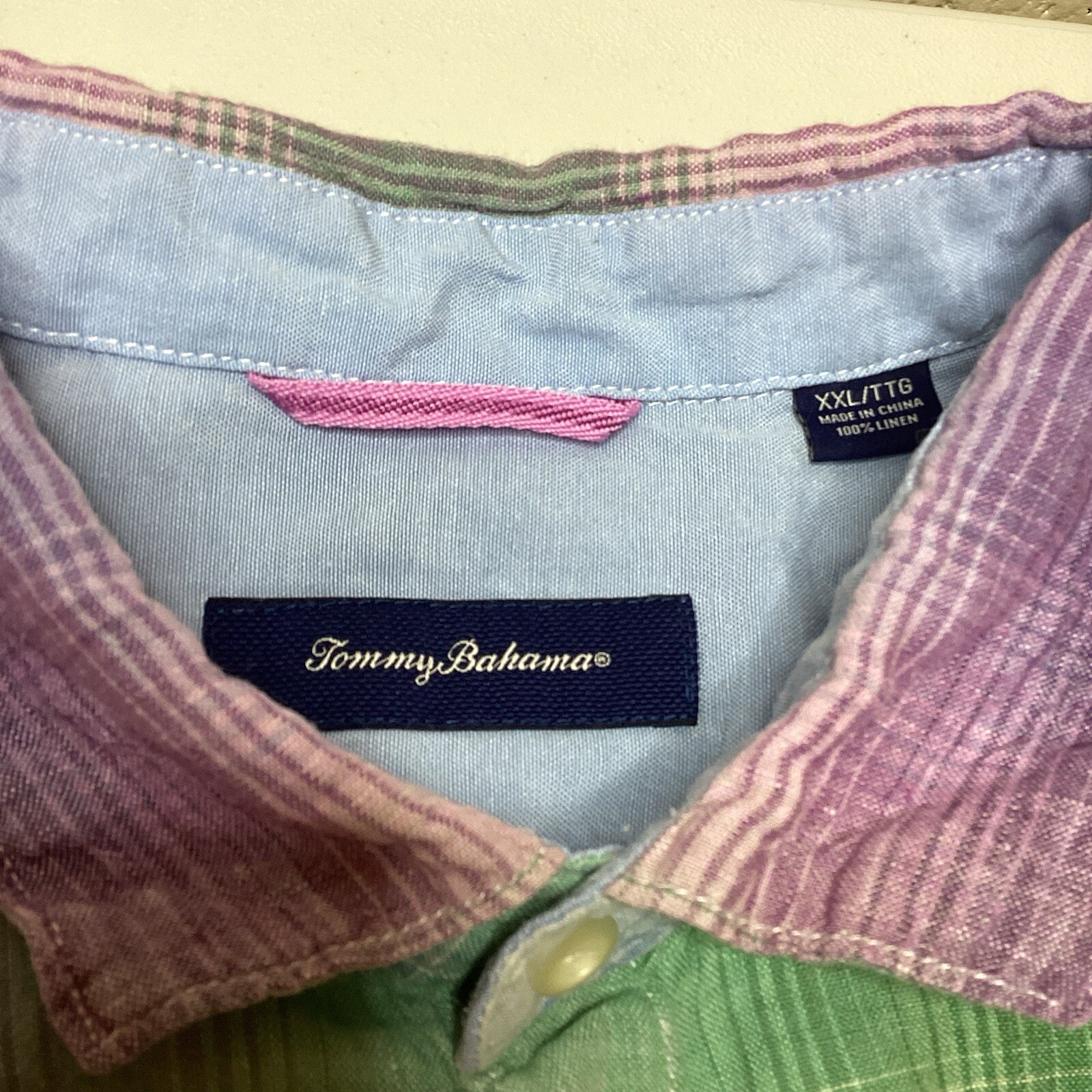Tommy Bahama Men’s Shirt Linen XXL (Fits XL) Button Up Short Sleeve Multicolor