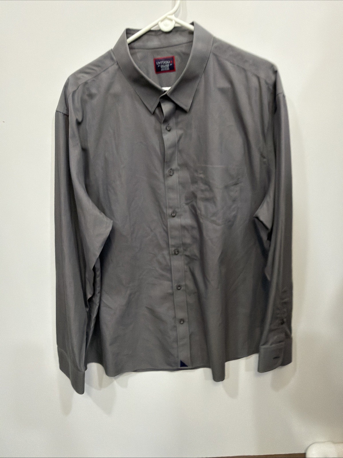 UNTUCKit Shirt Men’s 3XL Button-Up Collar Long Sleeve Gray Brushed Cotton XXXL