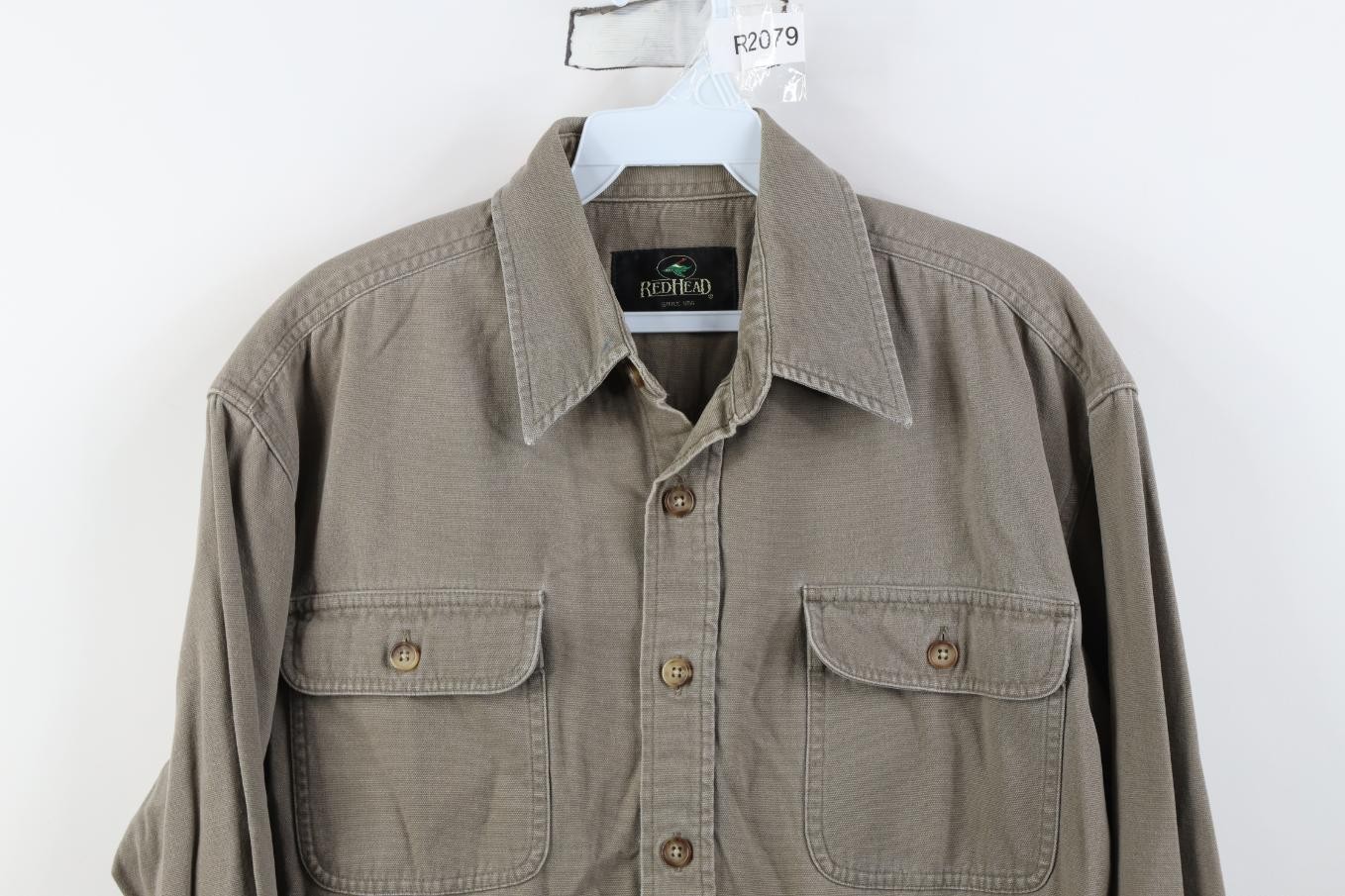 Vintage 90s Streetwear Mens Small Faded Heavy Canvas Collared Button Shirt Gray