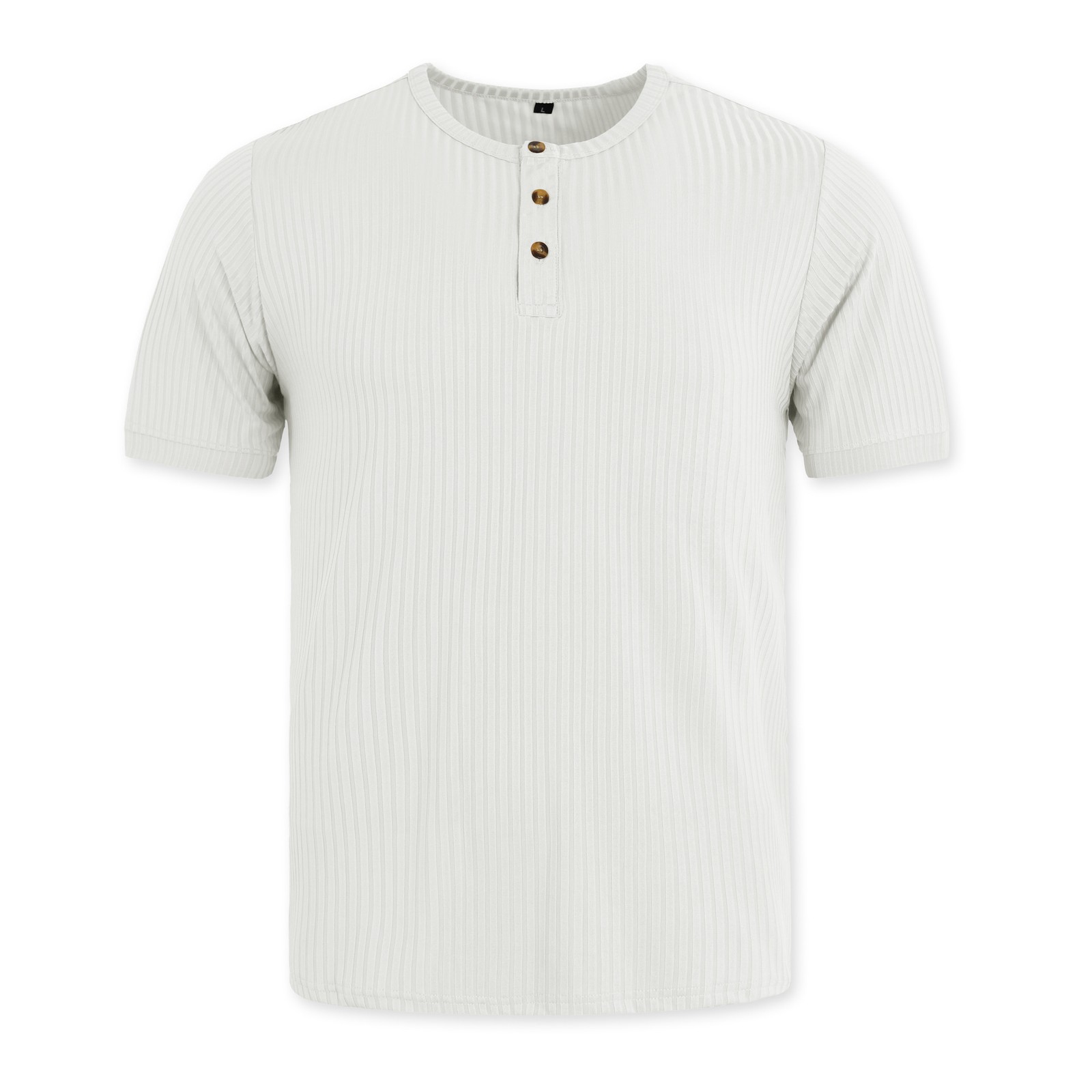 Breathable Vertical Stripe Button Casual Tee