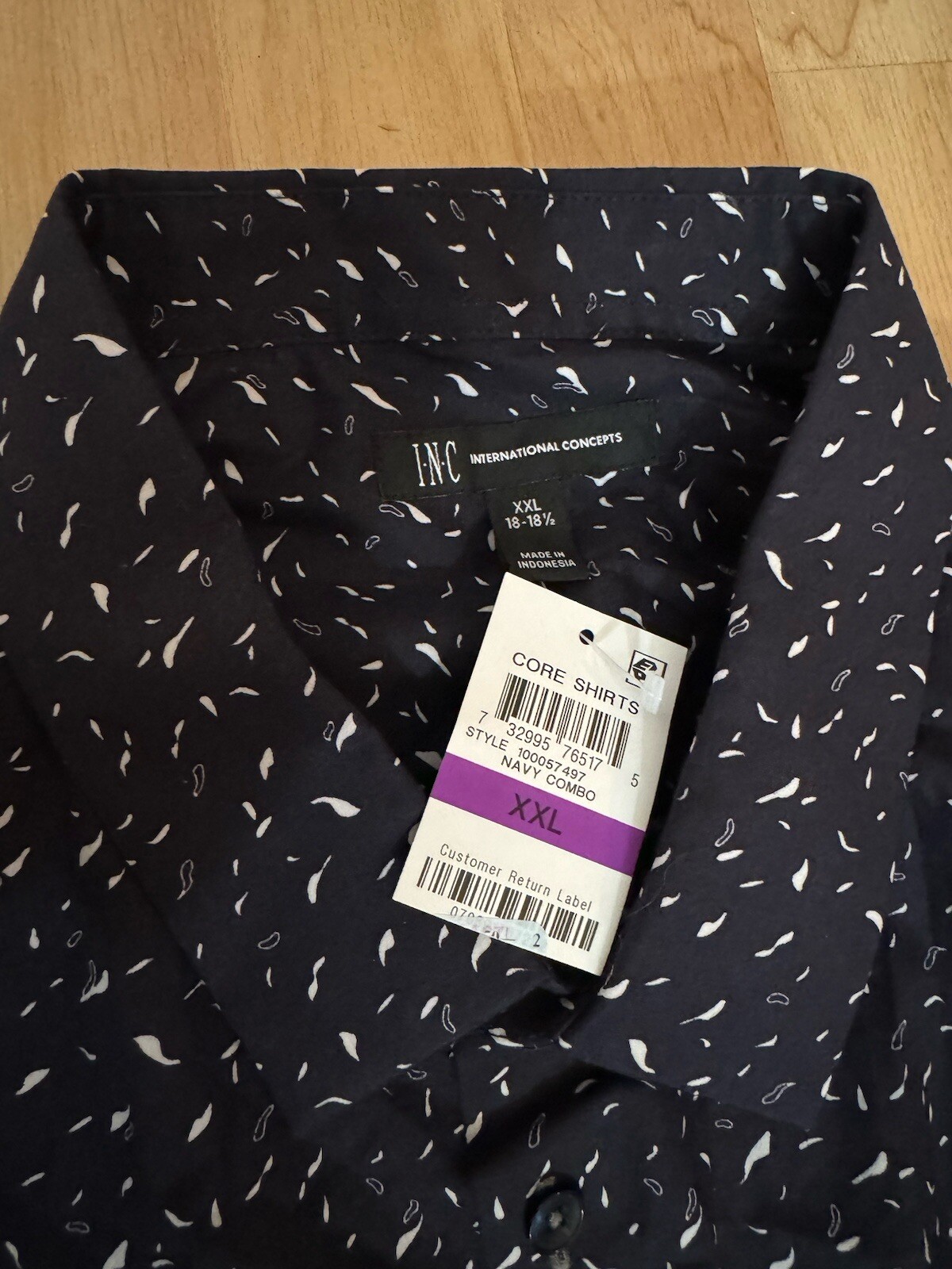 inc international concepts Size 18-18 1/2 XXL NWT Men’s Shirt Long Sleeve Navy