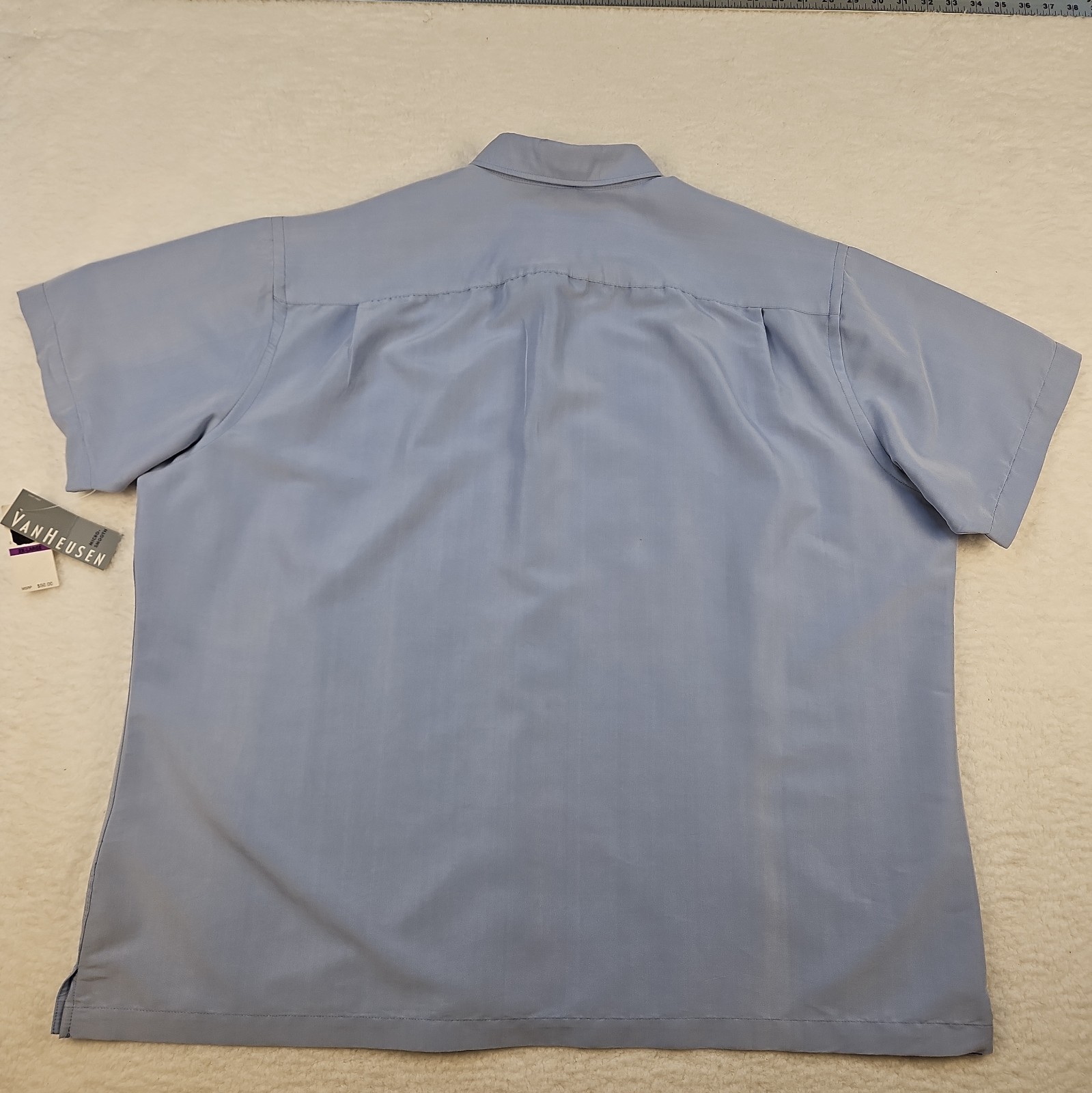 NWT Men’s VAN HEUSEN MICRO-SMOOTH HAWAIIAN STYLE SHIRT Size XXL 18-18 1/2 Blue